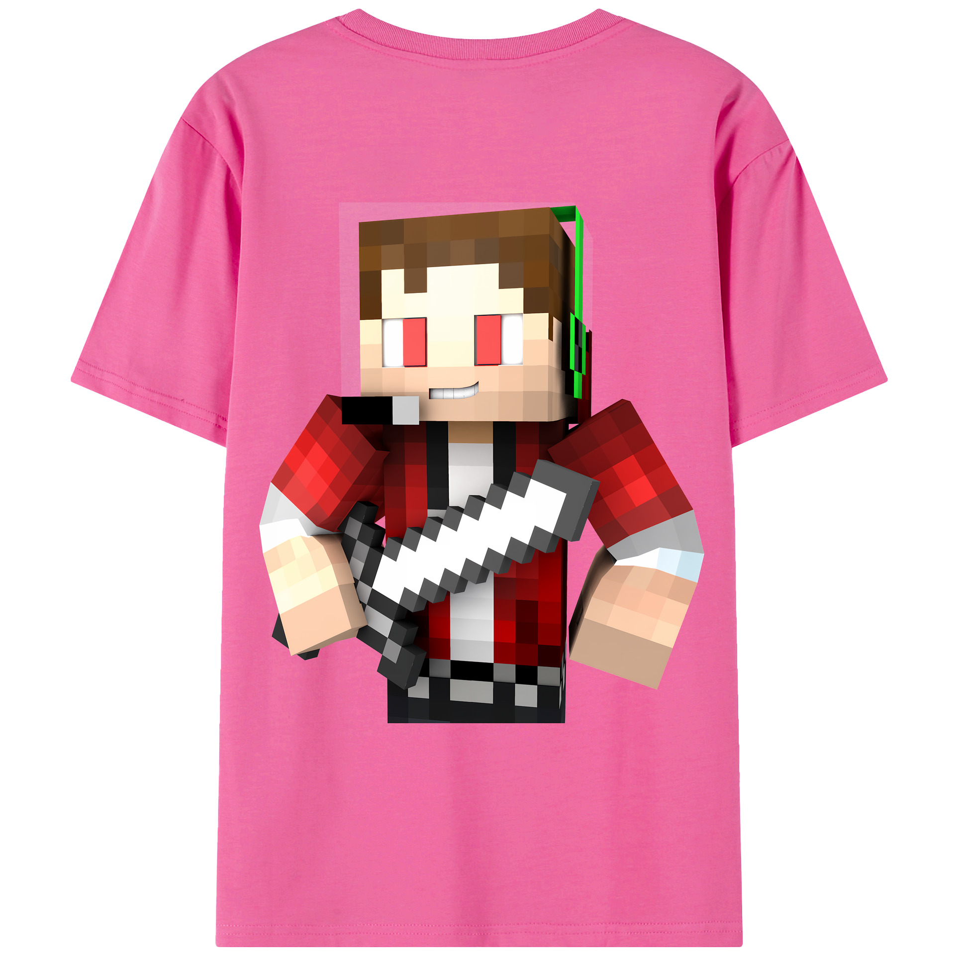（画像用） マインクラフト ブロックの世界 Minecraft MC Block world レディース半袖Tシャツ(バックプリント)